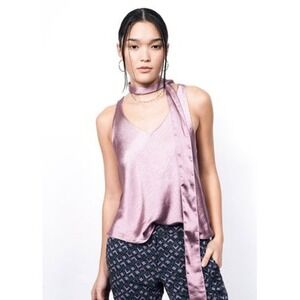 Wildfang Empower Satin Cami Mauve Purple Multi-Way Tie Neck Tank Top WN7700